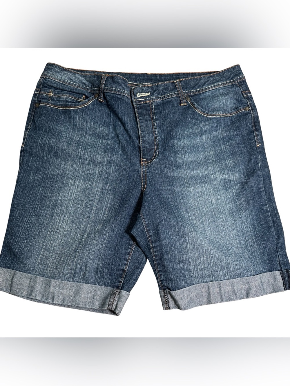 Faded Glory Women's Medium Blue Rolled-Hem Denim Shorts